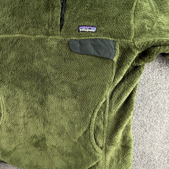 Patagonia Fleece Jacket Women Pullover Snap Green Soft Pocket Fuzzy Medium Logo - Picture 4 of 16